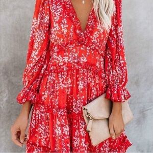 Red floral dress